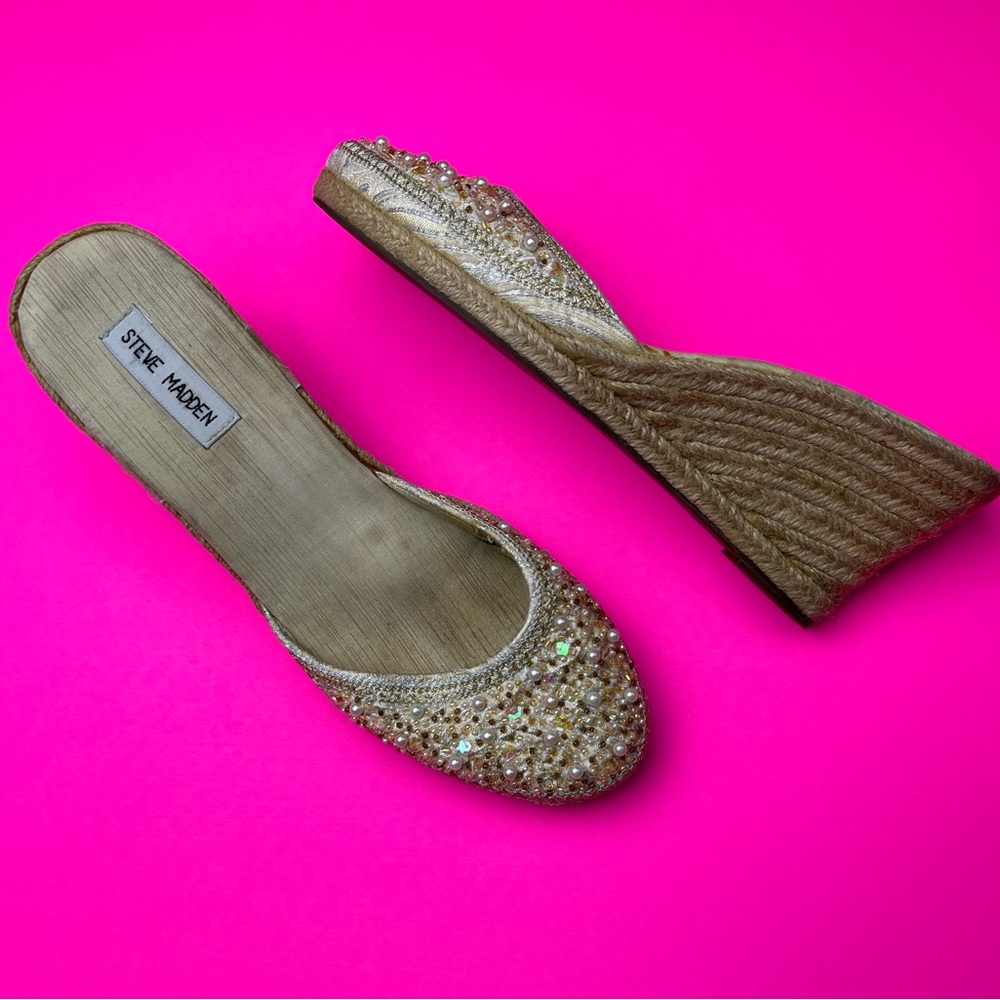 Steve Madden Women’s Beautiful Bommbay Slip On Wedge Espadrille Sandals Size 10B